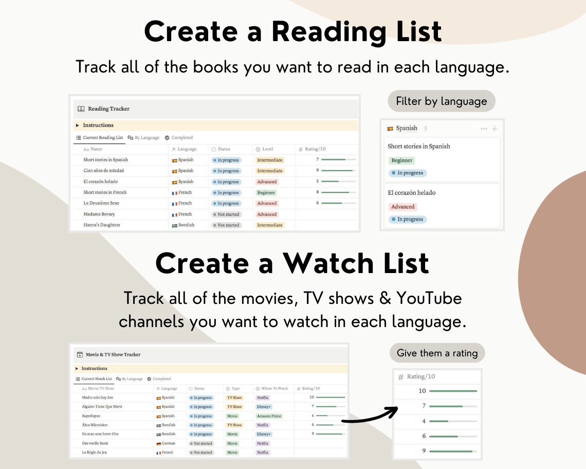Notion Language Learning Template, Notion Language Template, Language ...