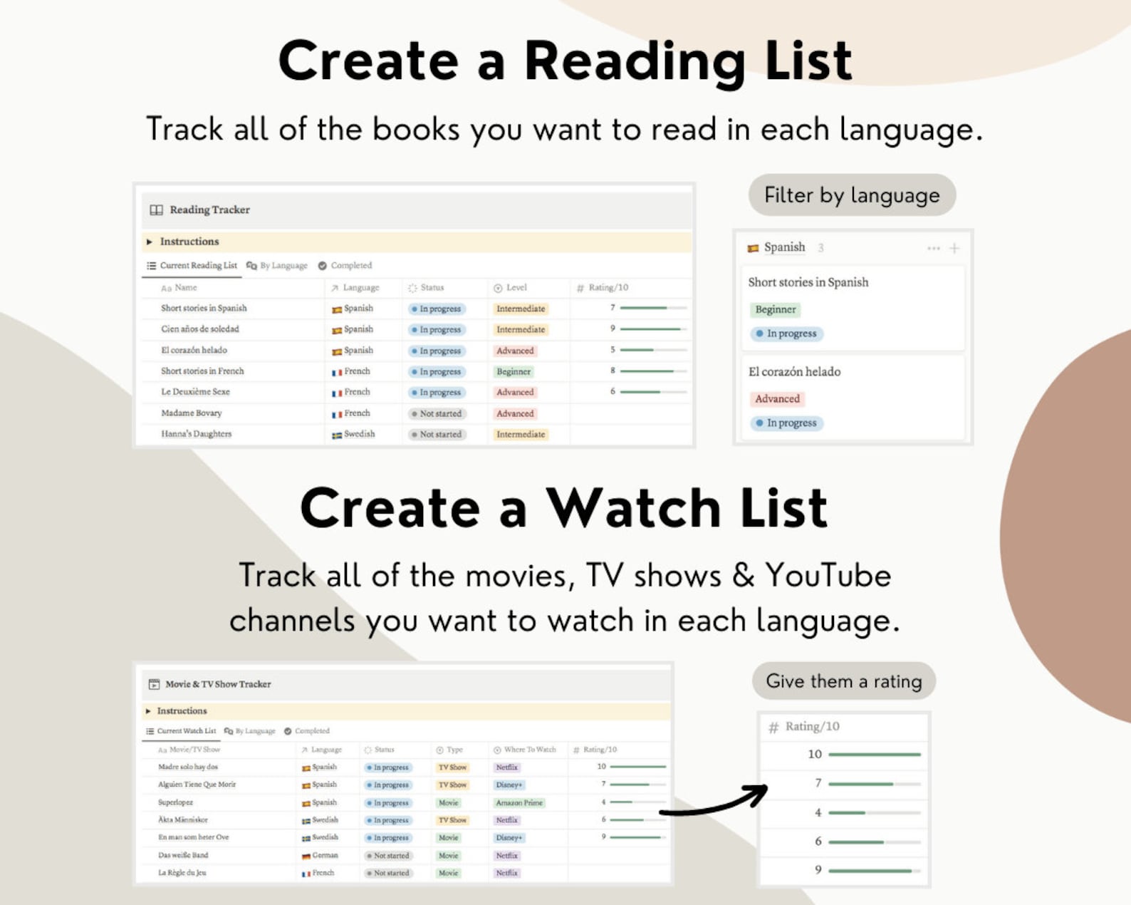 Notion Language Learning Template, Notion Language Template, Language ...