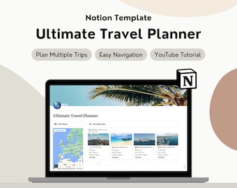 Notion Trip Planner Template, Notion Template Travel Planner, Vacation Planner, Travel Organizer