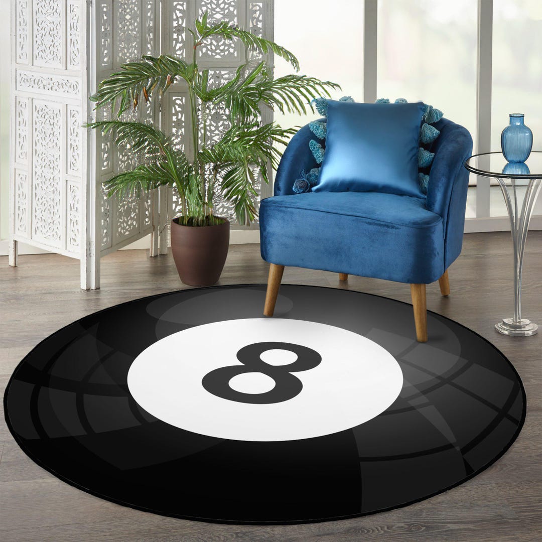 Billiard Ball Rug 8 Ball Rug Round Washable Rug 8 Ball Pool Billiard ...