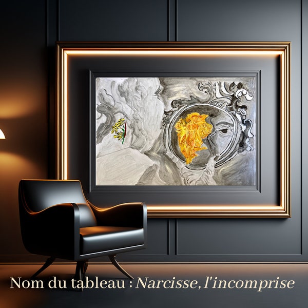 Oeuvre d'art originale et unique imprimée sur toile Narcisse, l'incomprise