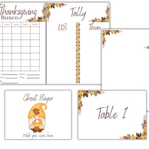 Thanksgiving Bunco Score Cards and Tally Sheets | Fall Bunco | October Themed Bunco | Leave Theme Bunco | Printable Bunco | Bunco Scorecard