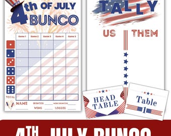 4th July Bunco | INSTANT DOWNLOAD | Bunco Score Card | July Bunco | Patriot Bunco | Bunco Printable | American Bunco | Bunco Kit