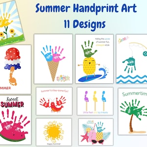Arte con le impronte delle mani in estate / Arte con le impronte dei piedi / Raccolta di impronte delle mani per bambini / Attività stampabili / Lavoretto ricordo / Scuola materna / Divertimento estivo