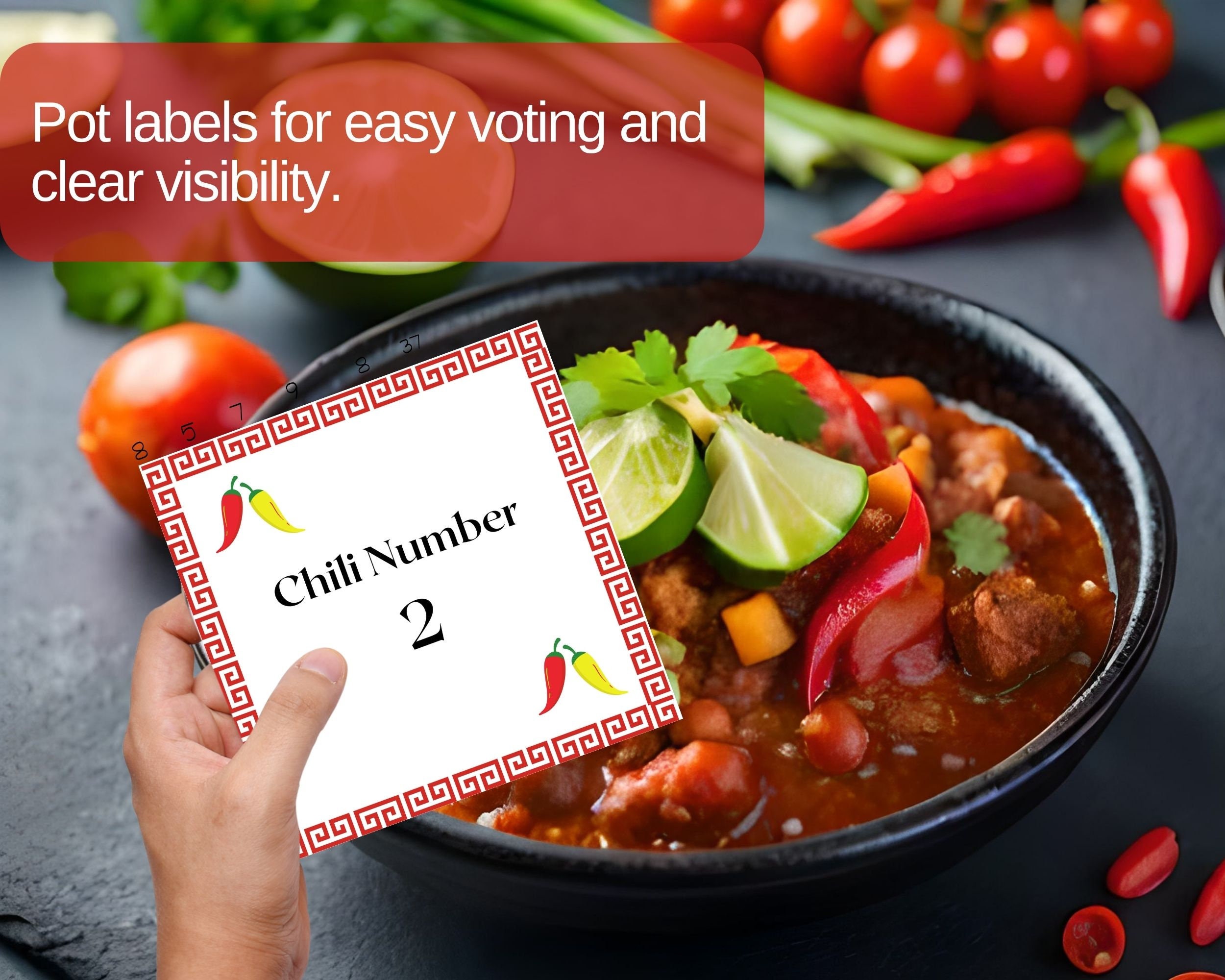 Chili Cook off Pot Labels Chili Pot Numbers INSTANT DOWNLOAD Chili