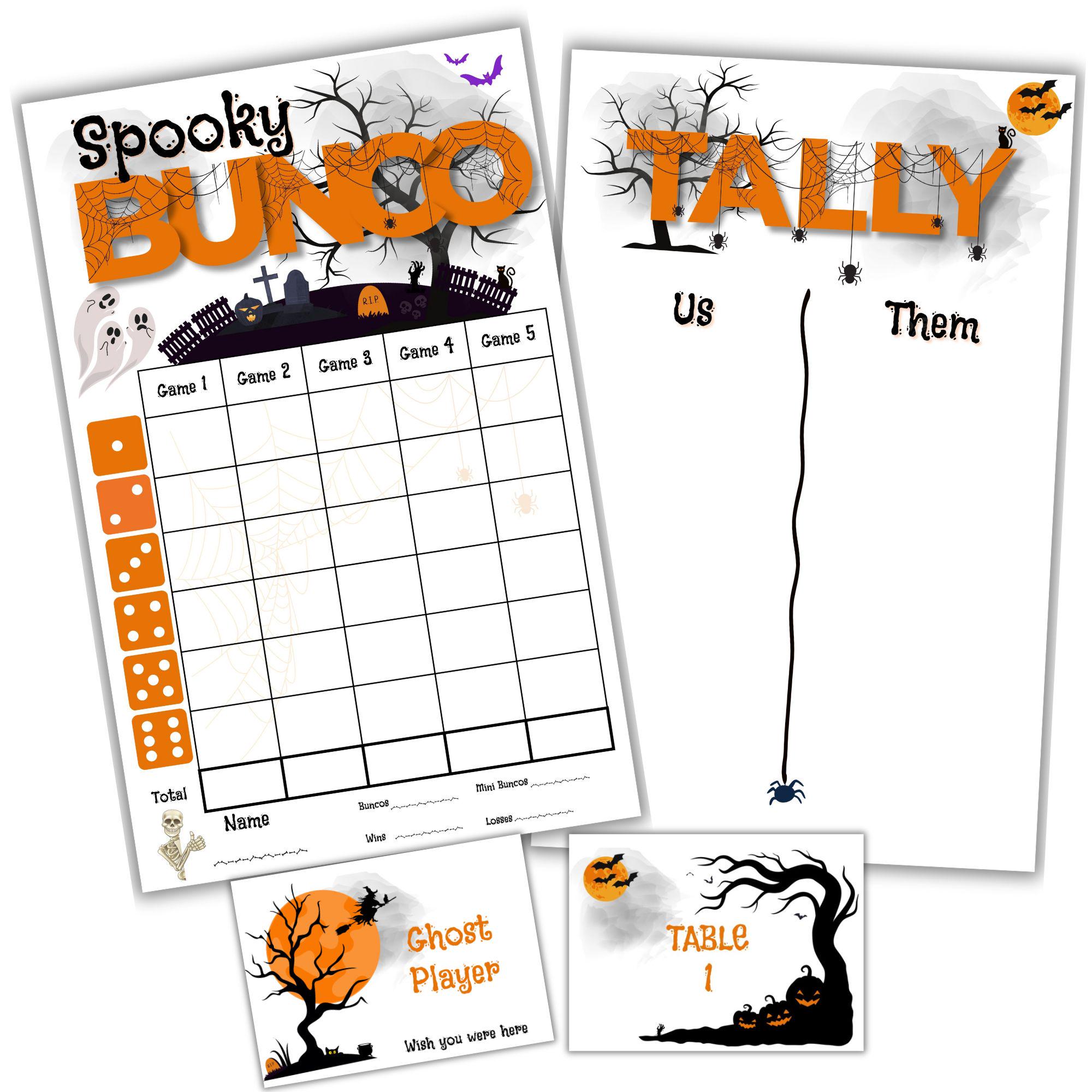 Halloween Bunco Printable Bunco Score Card October Bunco Spooky Bunco ...