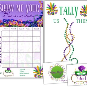 Mardi Gras Bunco |  Instant Download | Bunco Score Card | February Bunco | Carnival Bunco | NOLA Bunco | Parade Party | PRINTABLE |