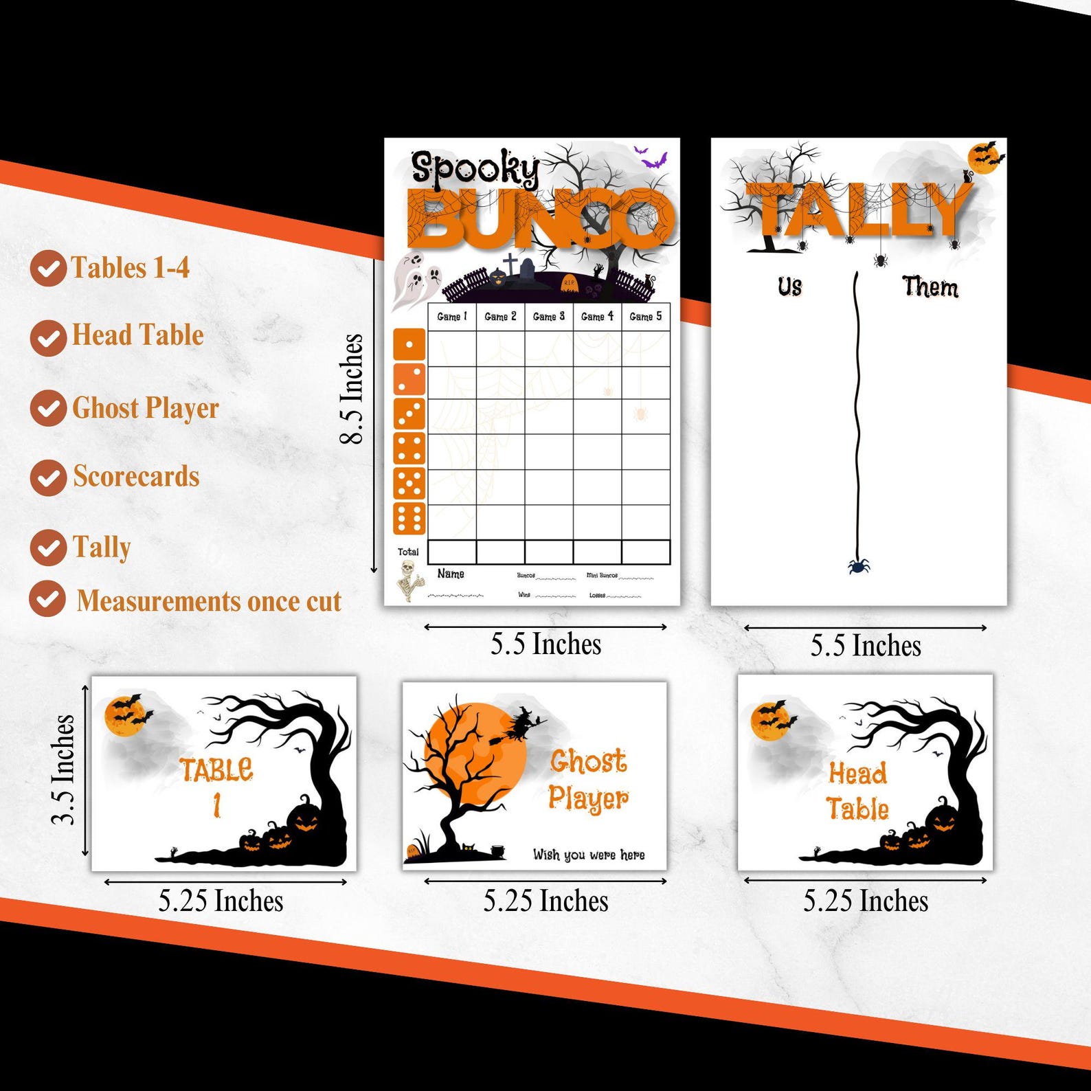 Halloween Bunco Printable Bunco Score Card October Bunco Spooky Bunco ...
