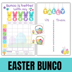 Oster Bunco Ergebnisbögen | SOFORTIGER DOWNLOAD | Bunco Score-Karte | April Bunco | Ostern Peeps Bunco | Bunco Printable | Bunco Babes | Motiv