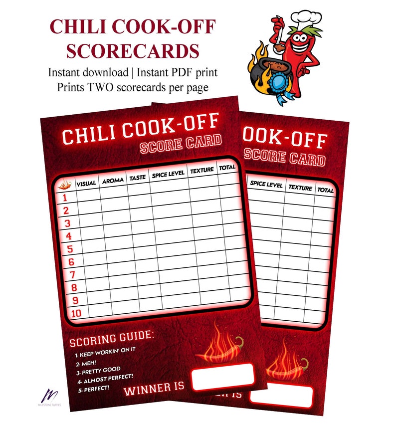 Chili Cookoff Scorecard Cook off Judging Voting Ballot. Etsy