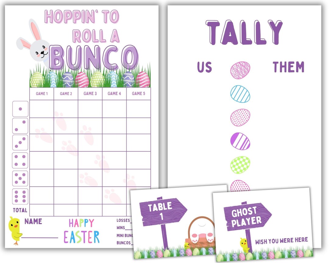 Easter Bunco | INSTANT DOWNLOAD | Bunco Score Card | April Bunco ...