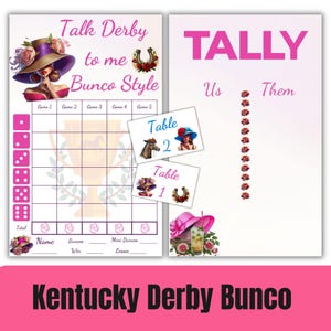 Kentucky Derby-scorebladen | Derby Bunco | Julep Bunco | Direct downloaden | Racedag Bunco | Afdrukbare Bunco Tally-scorekaarten