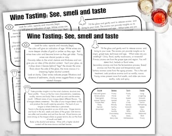 Wine Tasting Guide, Blind Wine Tasting, Instant Download, Wine Tasting Chart, Wine Tasting, Wine Score Card, Adult Birthday Party