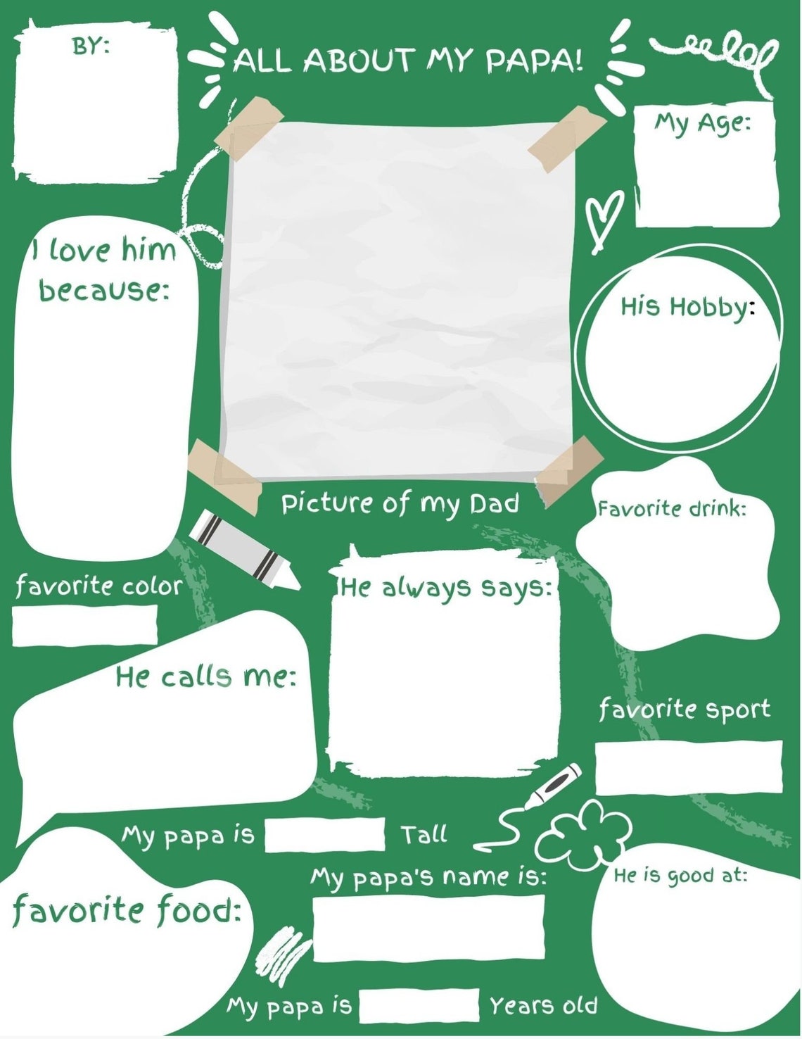 All About My Papa. Printable Father's Day Questionnaire - Etsy