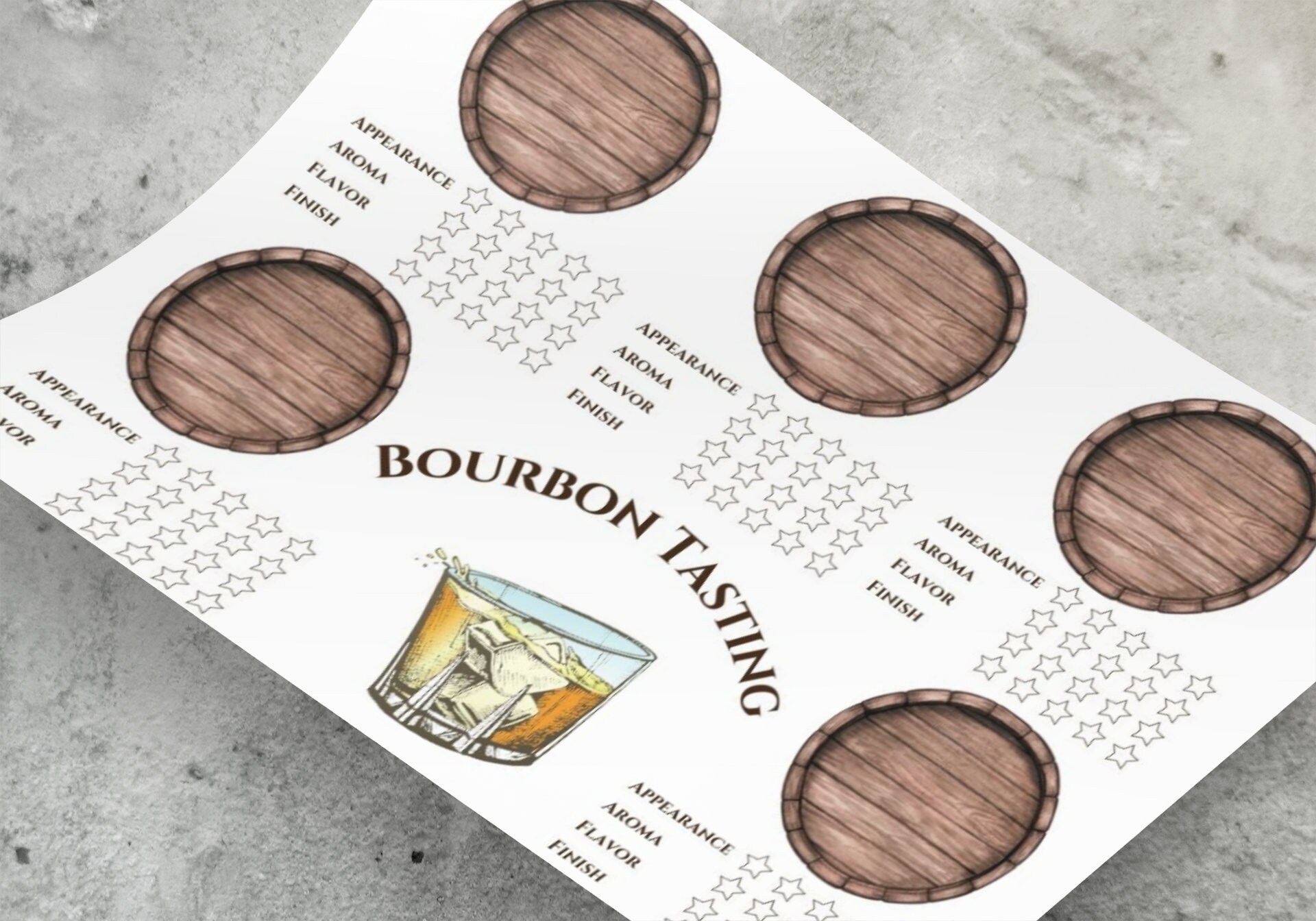 Bourbon Flight Tasting Mat and Guide Sheet. Bourbon Tasting Guide ...
