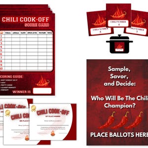 Chili Koch Aus Wettbewerb Scorecard | Chili Challenge | SOFORTIGER DOWNLOAD | Chili-Topfaufkleber | Chili Kochen Bündel | Chili Entscheiden Karte |