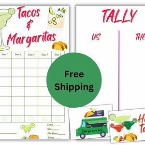 Tarjetas de puntuación de Bunco del Cinco de Mayo / Bunco de Tacos y Margaritas / Hojas de recuento para la fiesta de Bunco de mayo / Tarjeta de puntuación de Bunco / Hojas de Bunco impresas /