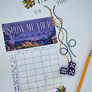 Mardi Gras Bunco Score Sheets | Bunco Score Card | Printed Bunco | Carnival Theme Bunco | Fat Tuesday Bunco Tally Cards | Masquerade Bunco