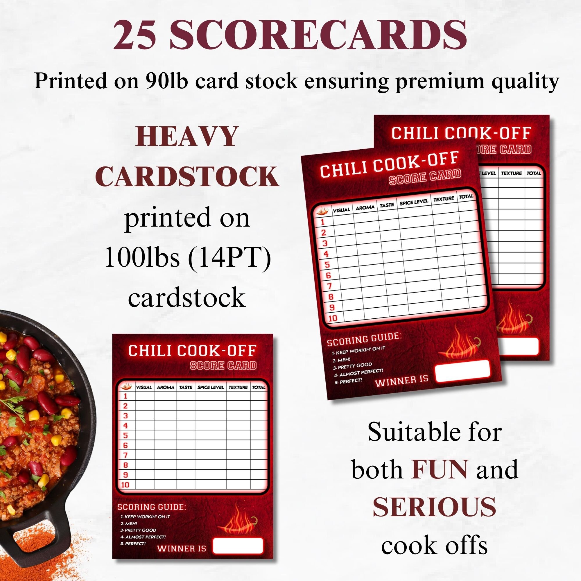 Chili Cook off Scorecard Chili Scorecard Chili Labels Chili Winner ...