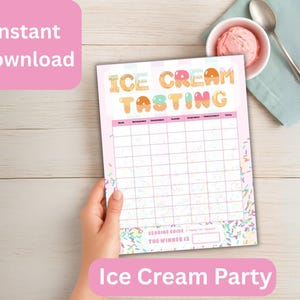 Ice Cream Tasting Party Game for Kids | Printable Ice Cream Scorecards | Summer Birthday Party Activity | Dessert Social Supplies
