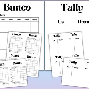 Einfache Bunco Ergebnisbögen | 3 Größen | SOFORTIGER DOWNLOAD | Bunco Tally | Bunco Ergebnisbogen | 4 zu einer Seite Bunco Bogen