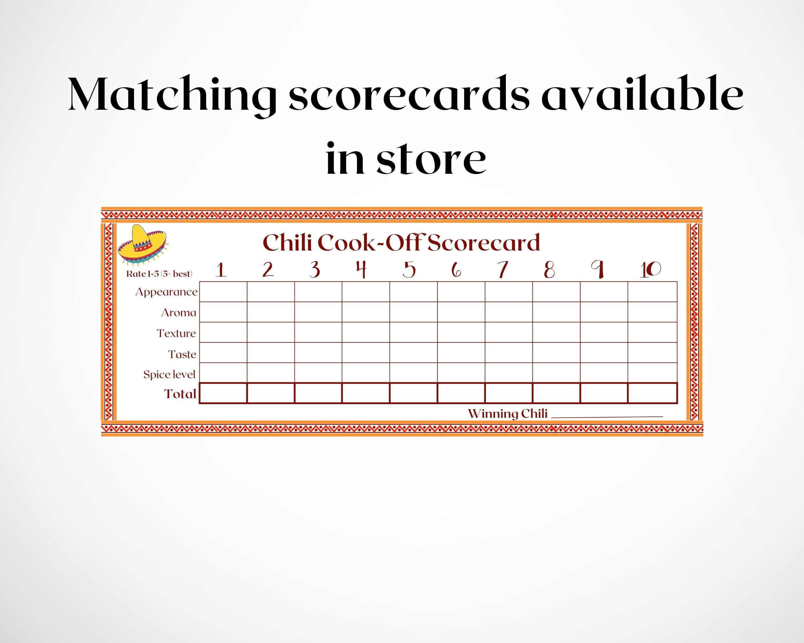 Chili Cook off Pot Numbers | INSTANT DOWNLOAD | Pot Labels for Cook-off ...