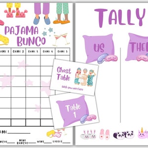 Pajama Bunco Bundle | Bunco Score Card | Girls Night Activity | Pjs ...