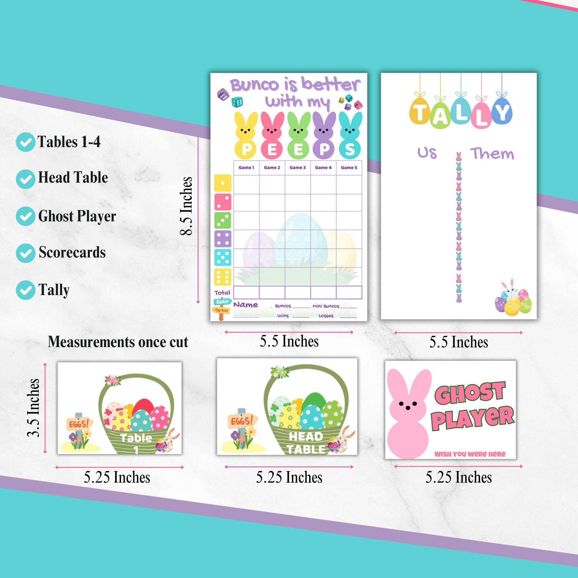Easter Bunco Score Sheets | INSTANT DOWNLOAD | Bunco Score Card | April ...