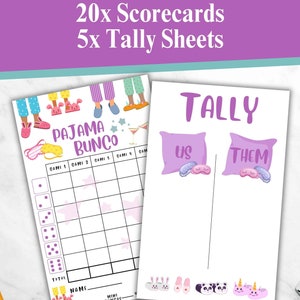 Pajama Bunco Bundle | Bunco Score Card | Girls Night Activity | Pjs ...