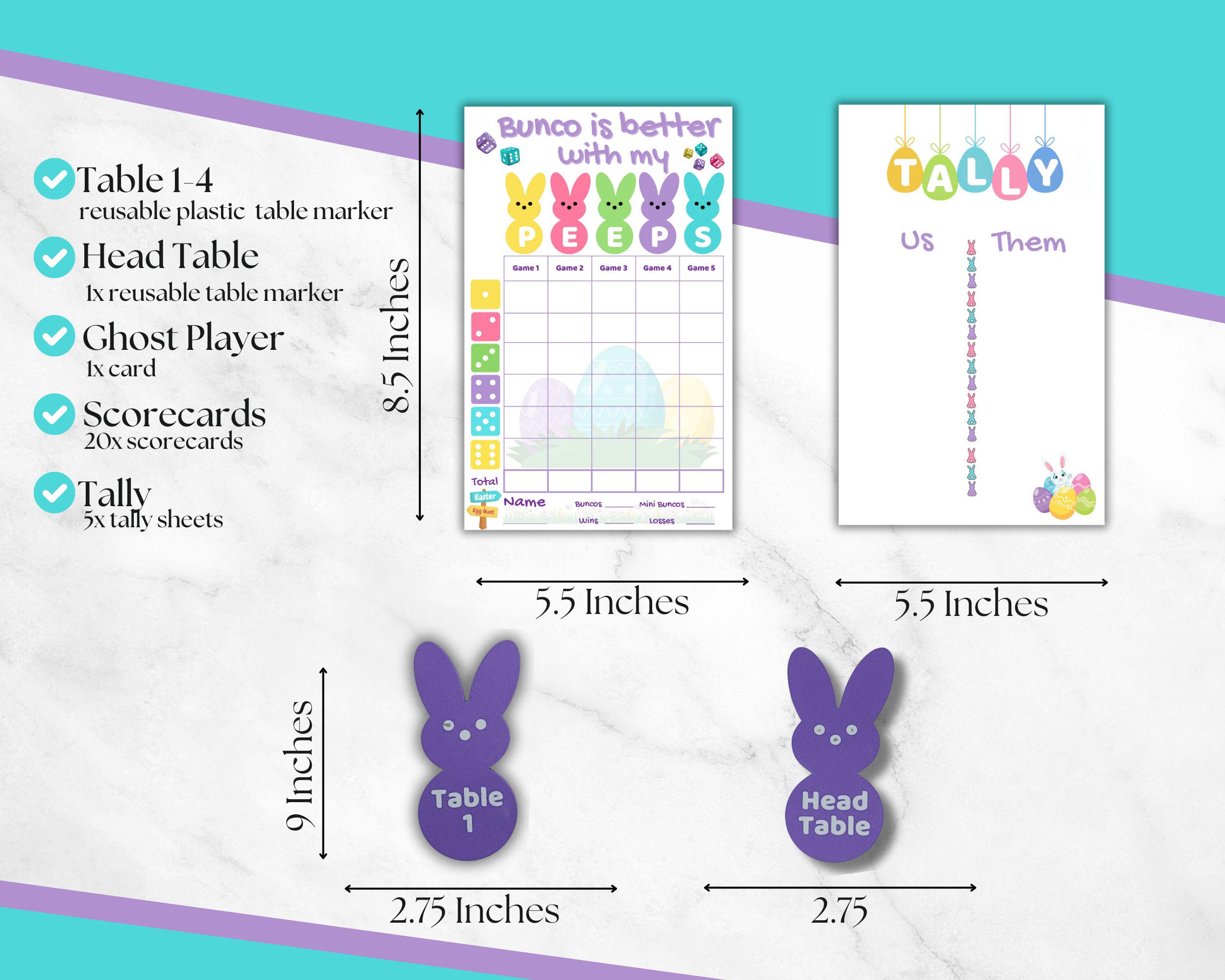 Easter Bunco Score Sheets and Tally | April Bunco Score Cards | Free ...