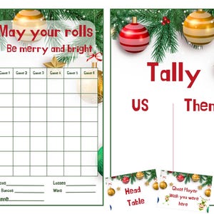 Christmas Bunco Score Sheets and Tally | December Bunco Score Cards | Free Shipping | Dice Game Party | Holiday Themed Bunco