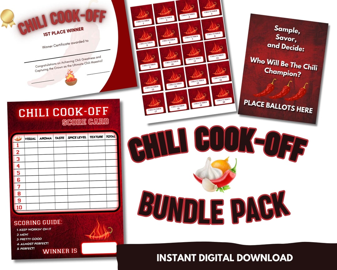 Chili Cook off Competition Scorecard Chili Challenge INSTANT DOWNLOAD