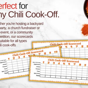 Chili Cook off Scorecard | Printable | Chili Competition | Chili ...