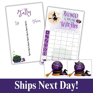 Halloween Bunco | Bunco Score Card | Bunco Tally Sheets | Printed Bunco Sheets | Free Shipping | Bunco with my Witches | Fall Bunco Night |