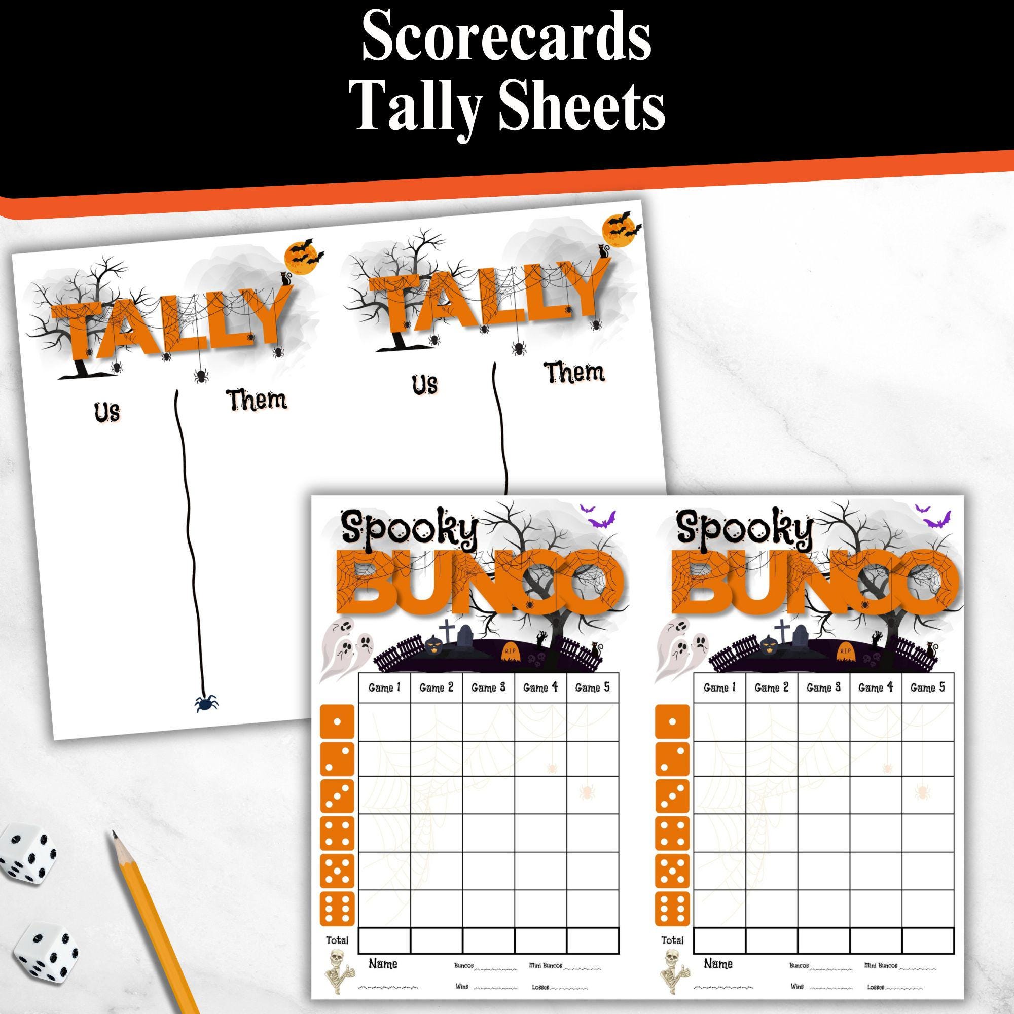 Halloween Bunco Printable Bunco Score Card October Bunco Spooky Bunco ...