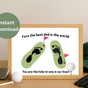 Golf Father&#39;s Day Craft – Handprint & Footprint Gift from Kids – DIY Golf Art for Dad – Birthday Father&#39;s Day Printable – Instant Download