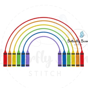 Crayon rainbow, back to school embroidery design, fill stitch, instant download, crayons, art, preschool, PES, 7x5