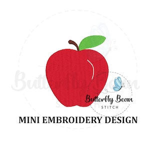 MINI Apple embroidery design file, back to school, instant download, fill stitch, school design, preschool, PES, mini design, apples