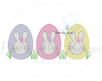 Ostern Stickmusterdatei, Schleife, Skizze, sofort Download, Eier, Hase, Eiersuche, Ostereier, PES, unisex, Frühling, 13x18