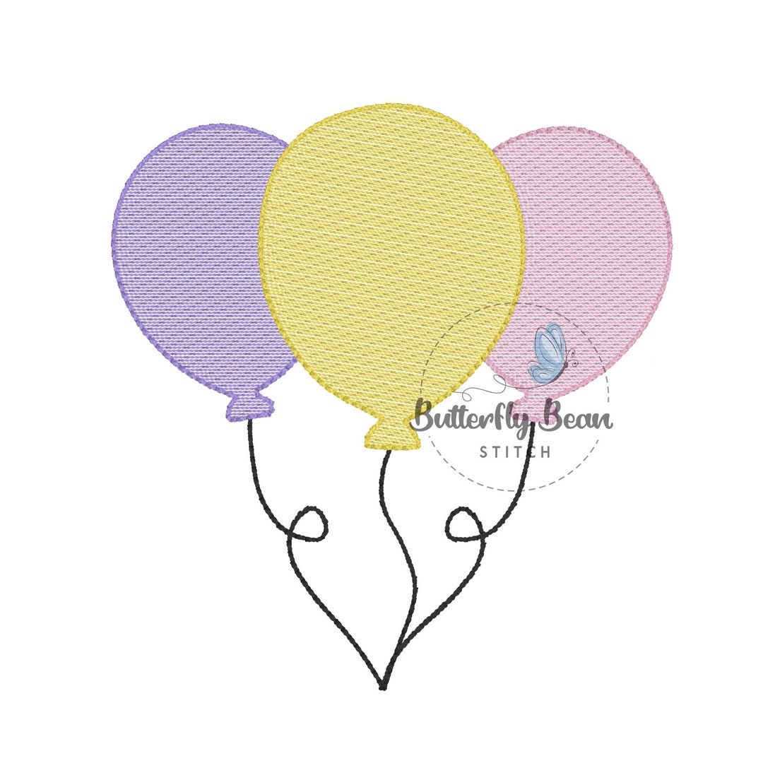 Birthday Balloons Embroidery Design File, Machine Embroidery, Instant ...