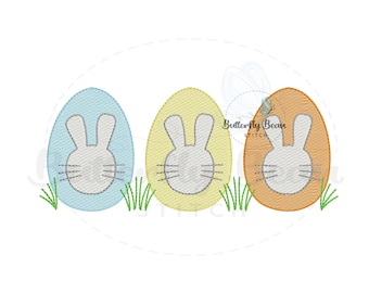 Ostern Stickmusterdatei, Skizze, sofortiger Download, Eier, Hase, Eiersuche, Ostereier, PES, unisex, Frühling, 13x18