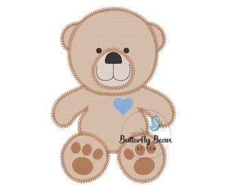 Teddybär Stickdatei, Stickmuster, Stickskizze, sofort download, Teddybär, Herz, Babygeschenk, Bären, PES, Jungen, Mädchen, Kinder