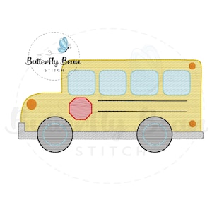 School bus embroidery design file, sketch embroidery, instant download, back to school, PES, quick stitch, vehicle, shirt design, 7x5, 4x4