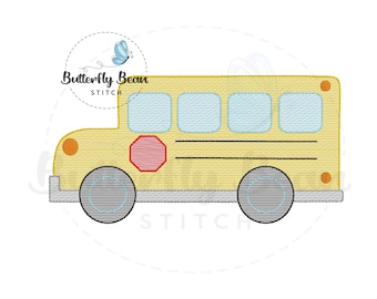 Schulbus Stickmuster, Stickskizze, sofortiger Download, Schulbus, PES, Schnellstich, Fahrzeug, Shirt, 18x15, 10x10