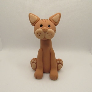 Orange Cat Kitty Sitting Polymer Clay Figurine Custom Cat Gift for Men Women Mom Dad Kids Christmas Birthday Holiday