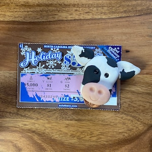 Cow Head Polymer Clay Lottery Ticket Scratcher Magnet