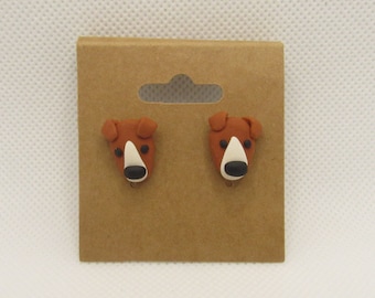 Jack Russell Terrier Dog Heads Polymer Clay Earrings