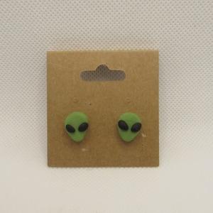 Space Alien Heads Glow in the Dark Polymer Clay Earrings