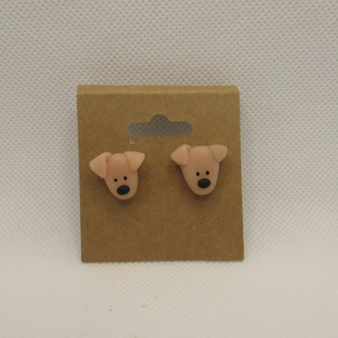 Beige Puppy Dog Heads Labrador Polymer Clay Earrings - Etsy