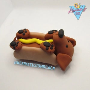 Dachshund Dog Weiner Dog as Hot Dog Polymer Clay Figurine Custom Dog Gift for Men Women Mom Dad Kids Christmas Birthday Holiday